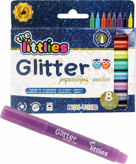 The Littlies Glitter Μαρκαδόροι Ζωγραφικής 3.8mm Λεπτοί, με Glitter Σετ 8 χρώματα