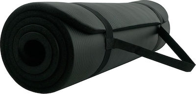 Welfit Covor de exerciții fizice Yoga/Pilates Negru cu curea de transport (183x60x1.5cm)