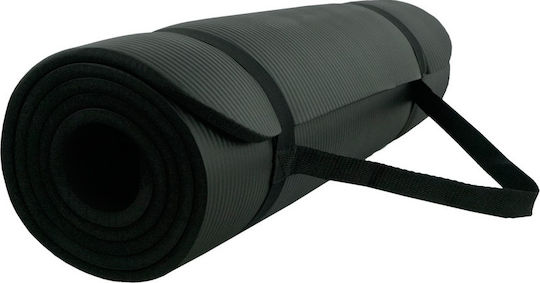 Welfit Yoga/Pilates Mat Black with Carry Strap (183x60x1cm)