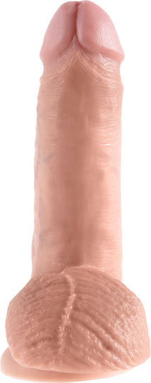 King Cock Ρεαλιστικό Dildo με Όρχεις και Βεντούζα Light 18cm