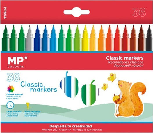 Madrid Papel Classic Markers Μαρκαδόροι Ζωγραφικής Λεπτοί Σετ 36 χρώματα