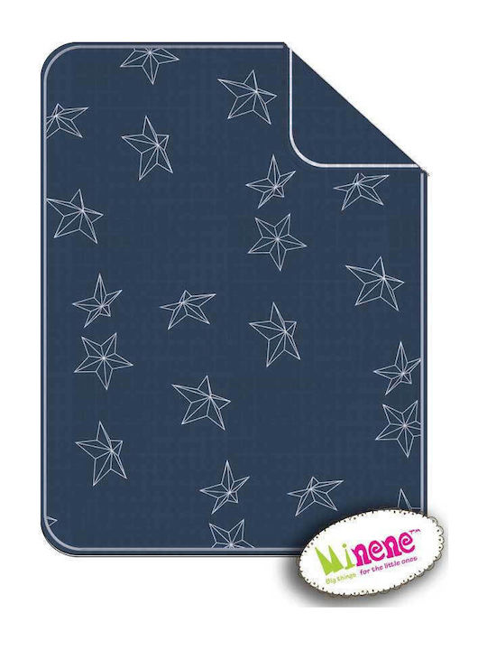Minene Κουβέρτα Αγκαλιάς & Λίκνου Stars Πικέ Μπλε 75x100εκ.