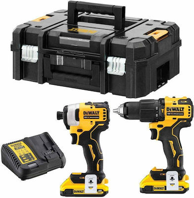 Dewalt Set Drill Driver & Impact Screwdriver 18V with 2 2Ah Batteries and Case