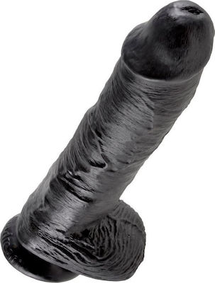 King Cock Ρεαλιστικό Dildo με Όρχεις και Βεντούζα Μαύρο 25cm