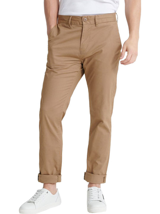 Superdry Trousers Chino Elastic in Slim Fit Brown
