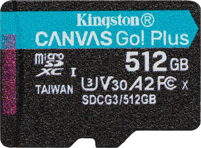 Kingston Canvas Go! Plus microSDXC 512GB Clasa 10 U3 V30 A2 UHS-I cu adaptor