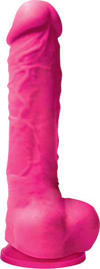 Ns Novelties Colours Pleasures Dildo Реалистично дилдо с Топки и Вендуза Фуксия 13см