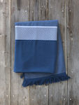 Nima Beach Towel Pareo Blue with Fringes 160x90cm.