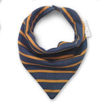 Kiki Bibs Stripes Bandana Fabric with Button Navy Blue for 3 m+