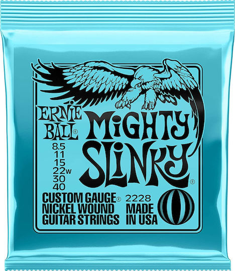 Ernie Ball Slinky Nickel Wound Set of Electric Guitar Strings Nickel Wound 8.5 - 40 Inches Mighty