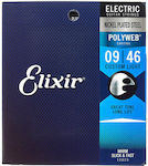 Elixir Set of Nickel Plated Steel Strings for Electric Guitar Polyweb