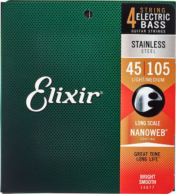 Elixir Set Stahl Saiten für Bass Stainless Steel 45 - 105"