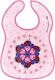 Laken Katuki Saguyaki Mariquitas Waterproof Bib Plastic with Hoop & Loop Fastener & Pocket Pink for 24 m+ YBM