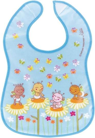Laken Katuki Saguyaki Butterflies Waterproof Bib Plastic with Hoop & Loop Fastener & Pocket Light Blue YBB