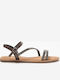 Tamaris Leather Women's Flat Sandals in Black Color