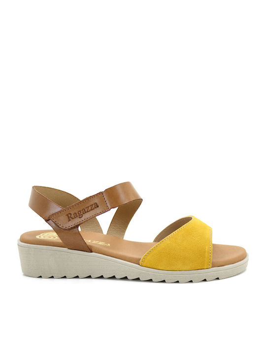 Anatomic Women's Leather Ankle Strap Platforms Yellow