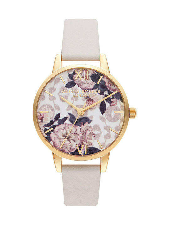 Olivia Burton Wildflower Uhr mit Rosa Lederarmband