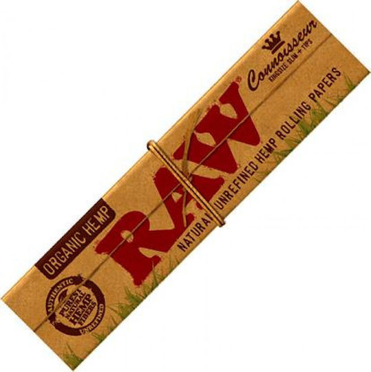 Raw Organic Hemp Χαρτάκια Στριφτού Τσιγάρου Slim King Size με Τζιβάνες 32 φύλλα 1τμχ