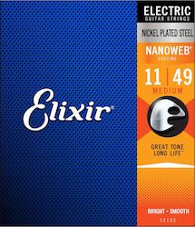 Elixir Complete Set Nickel Plated Steel String for Electric Guitar Nanoweb 11-49