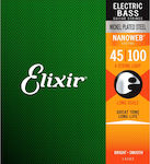 Elixir Set of Nickel Plated Steel Strings for Bass Nanoweb 45 - 100"