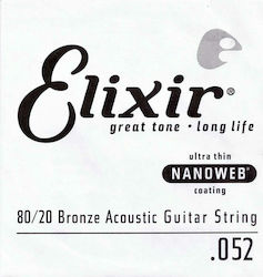 Elixir Single Phosphor Bronze String for Acoustic Guitar .052" 15152