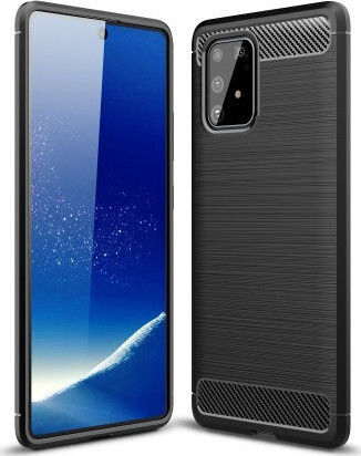 Hurtel Carbon Fiber Brushed Back Cover Σιλικόνης Μαύρο (Galaxy S10 Lite)