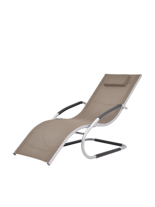 Deckchair Aluminum with Textilene Fabric Brown 152x62x88cm.