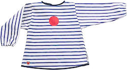 Baby to Love Αδιάβροχη Ποδιά Πλαστική με Αυτοκόλλητο Smock με Μανίκια Blue Stripes