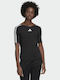 Adidas Open Back 3-Stripes Γυναικείο Αθλητικό T-shirt Μαύρο