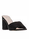 Envie Shoes Catifea Sandale dama cu Gros Toc Inalt in Culorea Negru