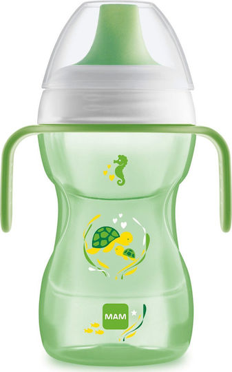 Mam Fun to Drink Educational Sippy Cup Plastic with Handles Green Green Turtles for 8m+m+ 270ml