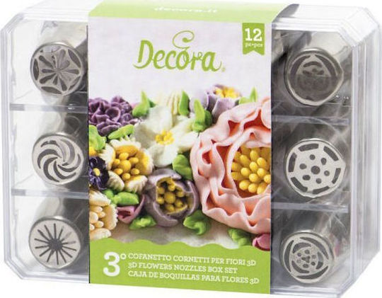 Decora 3D Flori Nr.3 Nas Pentru Pungi De Patiserie Metalic 3cm 12 Bucăți 0263652