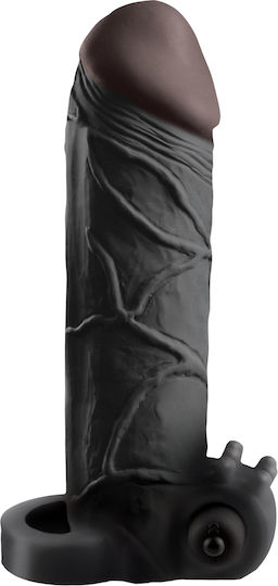 Pipedream Fantasy X-tensions Vibrating Real Feel Προέκταση Πέους με Δόνηση Μαύρη 16.5cm