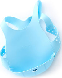 Minikoioi Αδιάβροχη Σαλιάρα Σιλικόνης με Κουμπί OiOi Light Blue
