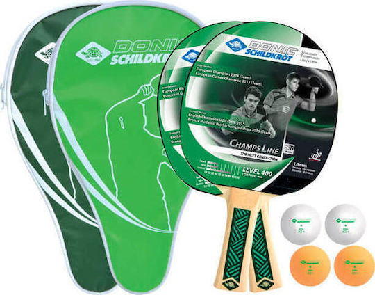 Donic Champs Line Level 400 Ping Pong Racket Set for Beginner Players