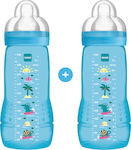 Mam Plastic Bottle Set Easy Active Combi-Pack with Silicone Nipple for 4+ months Blue Sun 330ml 2pcs