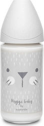 Suavinex Glass Baby Bottle Hygge Anti-Colic with Silicone Nipple for 0+, 0+ m, months Gray Whiskers - Grey 240ml