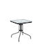 Mars Outdoor Table for Small Spaces with Glass Surface and Metal Frame Black 60x60x70cm