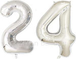 Balloon 100cm silver color Number 24, sent deflated 2 sq.m.h.