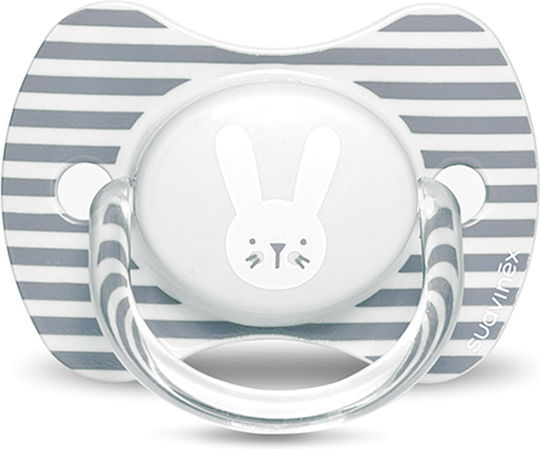 Suavinex Πιπίλα Σιλικόνης Rabbit 2 Hygge Stripes Grey με Θήκη για 6-18 μηνών
