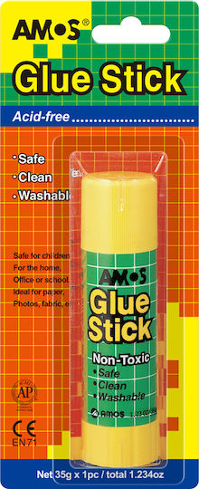 Amos Glue Stick Stick Blister for Paper 35gr No Solvents