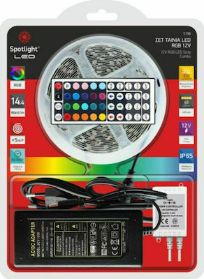 Spot Light Αδιάβροχη Ταινία LED Τροφοδοσίας 12V RGB Μήκους 5m και 60 LED ανά Μέτρο Σετ με Τηλεχειριστήριο και Τροφοδοτικό Τύπου SMD5050