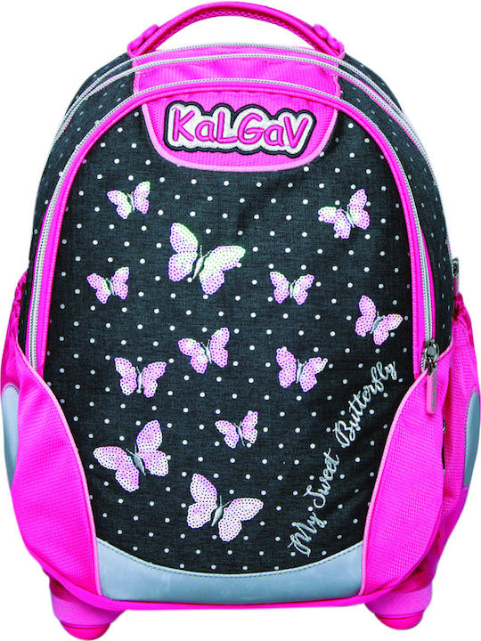 KalGav X-Bag Butterflies School Bag Backpack Elementary, Elementary in Pink color