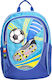 KalGav Libby Football School Bag Backpack Kindergarten Blue with Water Bottle Holder 13Liters
