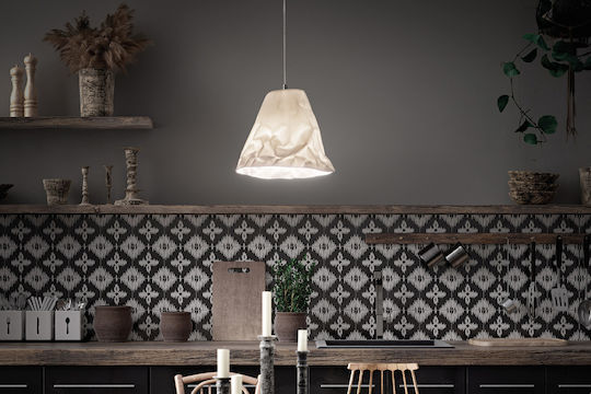 Fabas Luce Crumple Κρεμαστό Φωτιστικό Λευκό με Ντουί E27 30x240x200εκ.