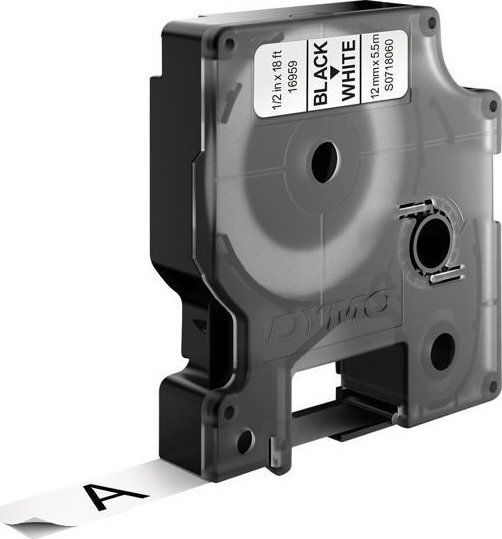 Dymo 16959 Етикетна Лента 5.5м x 12мм в Бял Цвят Съвместима с Dymo D1