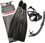 CressiSub Pro Star Swimming / Snorkelling Fins with Respirator & Mask Medium Black Black Set