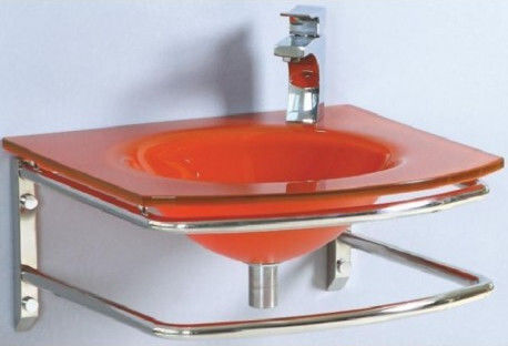 Gloria Glass Melo An der Wand montiert Wandhängendes Waschbecken Glas 54x52x14cm Orange