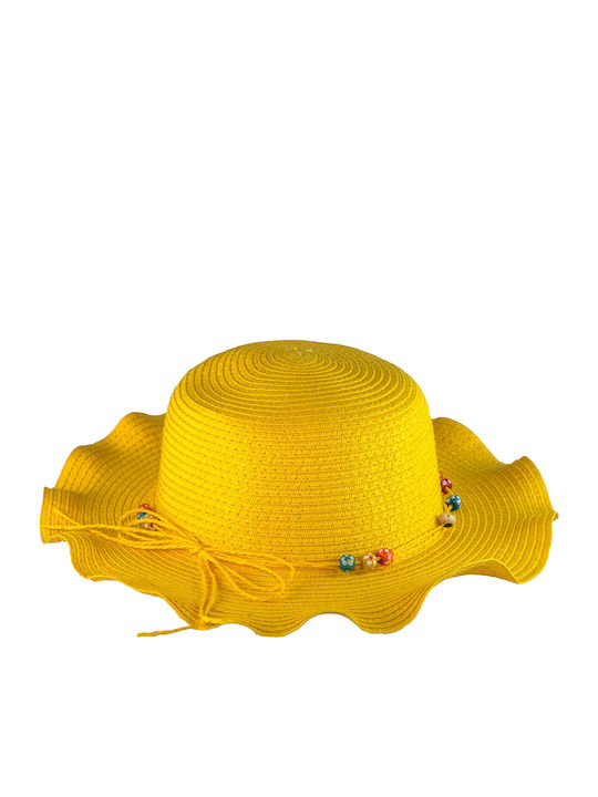 Παιδικό Καπέλο Ψάθινο Για κορίτσια Κίτρινο