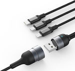 Joyroom S-M401 Braided USB to Lightning / Type-C / micro USB 1.2m 3.5A Cable